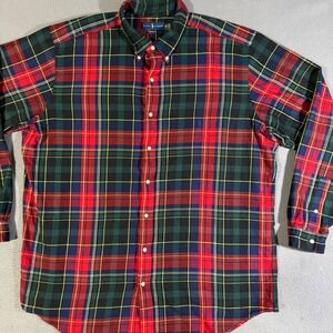 Ralph‎ Lauren 2XLT Performance Red Green Plaid Button Down Long Sleeve Flannel